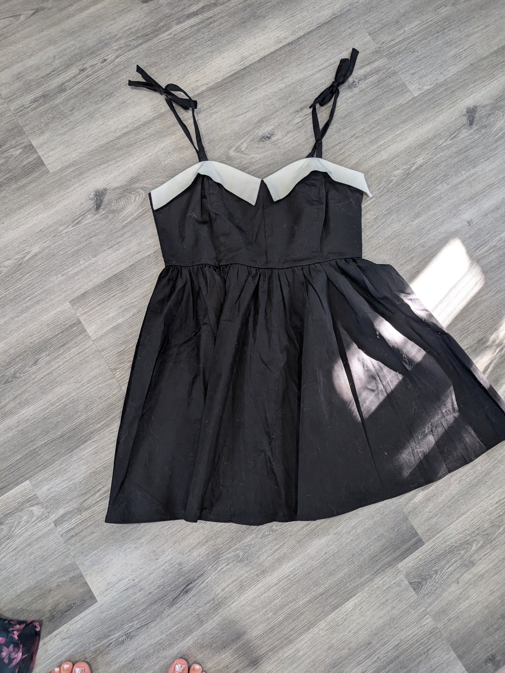 Dolls Kill Black Dress with White Accent Tie Straps